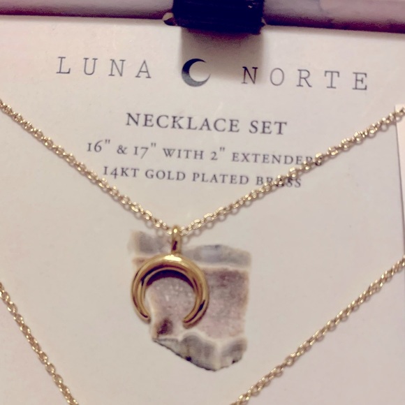 NWT Luna Norte Crescent Moon/Druzy Quartz Necklace Set 🌙💎 - Picture 5 of 12